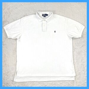 Vintage Polo Ralph Lauren Terry Shirt Mens XL White Short Sleeve Classic Stretch